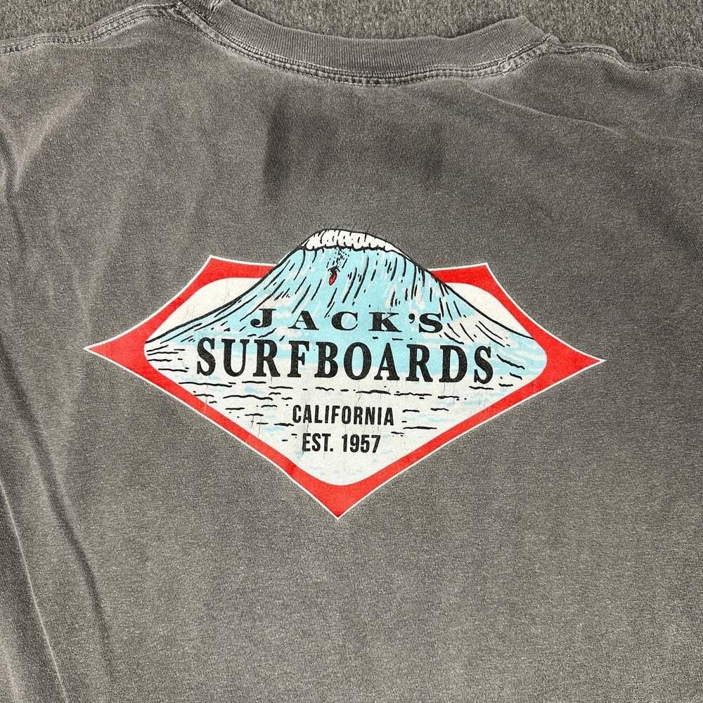 Jack's Surfboards T-Shirt Mens L Gray Mineral Wash California Surf Wave Logo Tee - Picture 7 of 7